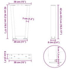 Vidaxl Nohy jídelního stolku ve tvaru V 2ks 38x(42-43,3) cm ocel