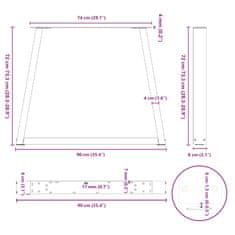 Vidaxl Nohy jídelního stolku ve tvaru V 2ks černé 90x(72-73,3)cm ocel