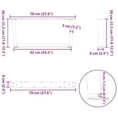 Vidaxl Nohy jídelní stolku ve tvaru V 2 ks 70x(30-31,3) cm ocel