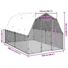 Vidaxl Výběh pro slepice se střechou 2,5x4x2,25 m pozinkovaná ocel