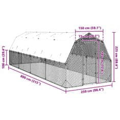 Vidaxl Výběh pro slepice se střechou 2,5x8x2,25 m pozinkovaná ocel