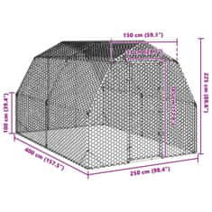 Vidaxl Výběh pro slepice 2,5x4x2,25 m pozinkovaná ocel