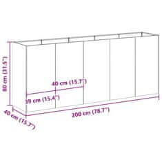 Vidaxl Truhlík 200x40x80 cm nerezová ocel