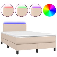 Vidaxl Box spring postel matrace a LED cappuccino 120x200cm umělá kůže