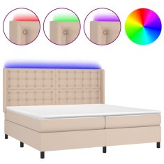 Vidaxl Box spring postel matrace a LED cappuccino 200x200cm umělá kůže