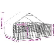 Vidaxl Venkovní psí kotec s výběhem 3x3x1,9 m pozinkovaná ocel