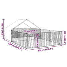 Vidaxl Venkovní psí kotec s výběhem 6x3x1,9 m pozinkovaná ocel