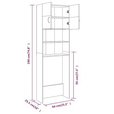 Vidaxl Skříňka nad pračku kouřový dub 64 x 25,5 x 190 cm
