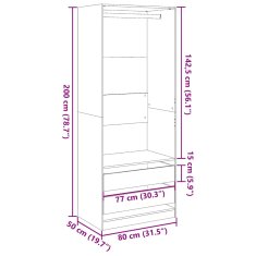 Vidaxl Šatní skříň hnědý dub 80 x 50 x 200 cm kompozitní dřevo