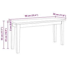 Vidaxl Lavice 90 cm bílá z masivního dřeva s gumou