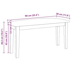 Vidaxl Lavice 90 cm bílá z masivního dřeva s gumou