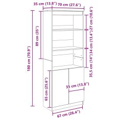 Vidaxl Skříň highboard Staré dřevo 70x35x180 cm kompozitní dřevo