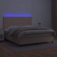 Vidaxl Box spring postel matrace a LED cappuccino 160x200cm umělá kůže