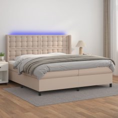 Vidaxl Box spring postel matrace a LED cappuccino 200x200cm umělá kůže