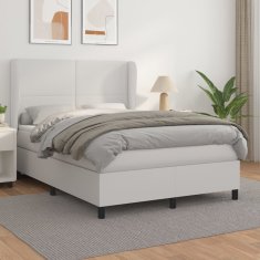 Vidaxl Box spring postel s matrací bílá 140x200 cm umělá kůže