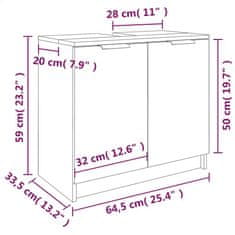 Vidaxl Koupelnová skříňka hnědý dub 64,5x33,5x59 cm kompozitní dřevo