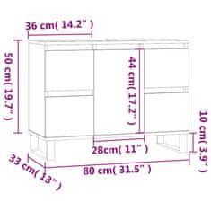 Vidaxl Koupelnová skříňka hnědý dub 80 x 33 x 60 cm kompozitní dřevo