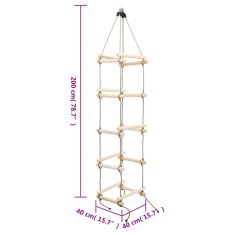 Vidaxl Dětský provazový žebřík 200 cm dřevo