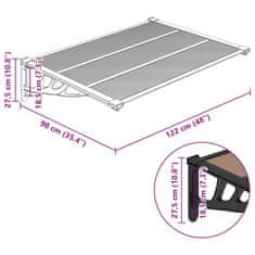 Vidaxl Vchodová stříška černá 122 x 90 cm polykarbonát