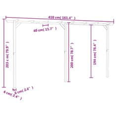 Vidaxl Zahradní pergola 410 x 40 x 203 cm dřevo