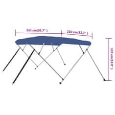 Vidaxl Bimini stříška se 4 oblouky modrá 243 x 210 x 137 cm