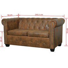 Vidaxl Chesterfield sedačka 2místná umělá kůže hnědá