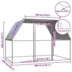 Vidaxl Klec pro kuřata stříbrná a šedá 3 x 2 x 2 m pozinkovaná ocel