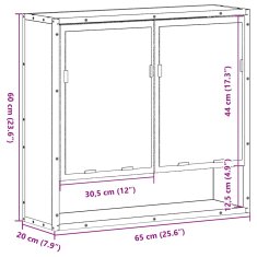 Vidaxl Koupelnová skříňka se zrcadlem šedá sonoma 65x20x60 cm kompozit