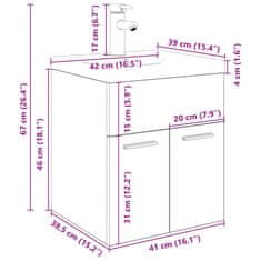 Vidaxl Umyvadlová skříňka s vestavěným umyvadlem a baterie dub artisan
