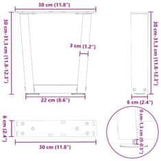 Vidaxl Nohy jídelní stolku ve tvaru V 2 ks 30x(30-31,3) cm ocel