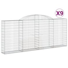 Vidaxl Klenuté gabionové koše 9 ks 300x30x120/140cm pozinkované železo