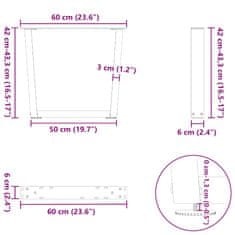 Vidaxl Nohy jídelního stolku ve tvaru V 2ks 60x(42-43,3) cm ocel