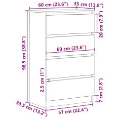 Vidaxl Příborník dub artisan 60x35x98,5 cm kompozitní dřevo