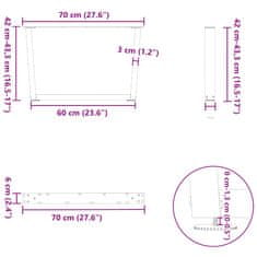 Vidaxl Nohy jídelního stolku ve tvaru V 2ks 70x(42-43,3) cm ocel