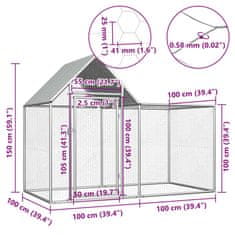 Vidaxl Klec pro kuřata 2 x 1 x 1,5 m pozinkovaná ocel