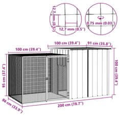 Vidaxl Klec pro kuřata antracitová 200 x 91 x 100 cm pozinkovaná ocel