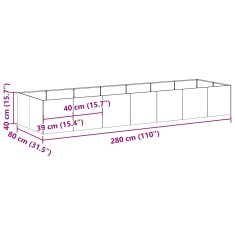 Vidaxl Truhlík 280x80x40 cm pozinkovaná ocel