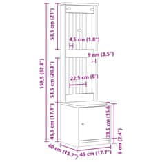 Vidaxl Předsíňový strom SANDENS 45x40x159,5 cm Borovicový masiv