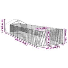 Vidaxl Venkovní psí kotec s výběhem 8x2x1,5 m pozinkovaná ocel