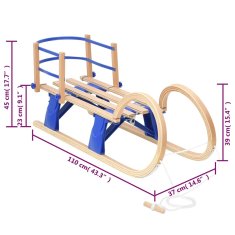 Vidaxl Skládací sáně s opěradlem 110 cm překližka