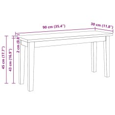 Vidaxl Lavice 90 cm z masivního dřeva a gumy