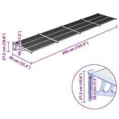 Vidaxl Vchodová stříška šedá a průhledná 396 x 90 cm polykarbonát