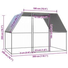 Vidaxl Venkovní klec pro kuřata 3 x 2 x 2 m pozinkovaná ocel