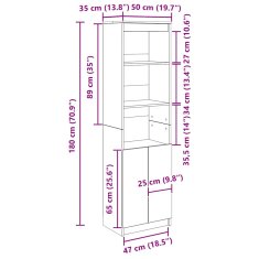 Vidaxl Vysoká deska Staré dřevo 50x35x180 cm Dřevěná konstrukce