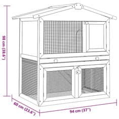 Vidaxl Zahradní králikárna 3 dvířka šedá dřevěná