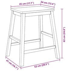 Vidaxl Barové židle 2 ks bílé masivní dřevo gumové