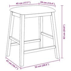 Vidaxl Barové židle s polštáři 2 ks bílé masivní dřevo gumové