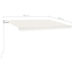 Vidaxl Ručně zatahovací markýza s LED světlem 400 x 300 cm krémová