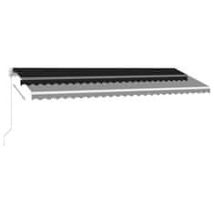 Vidaxl Ručně zatahovací markýza s LED světlem 500 x 300 cm antracitová