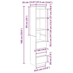 Vidaxl Vysoká deska Sonoma Dub 37,5x35x180 cm Dřevěná konstrukce